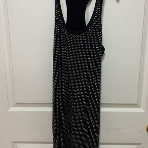 Jenifer lope Elegant Black and White Polka Dot Dress